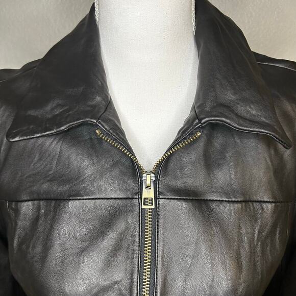 Madewell lamb leather shrunk zip front brass hardware jacket size 6** - Picture 2 of 15